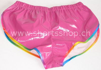 Lackshorts Andreas weinrot mit regenbogenfarbiger Einfassung