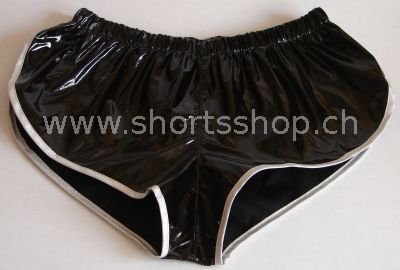 Lackshorts Andreas schwarz mit silberfarbiger Einfassung