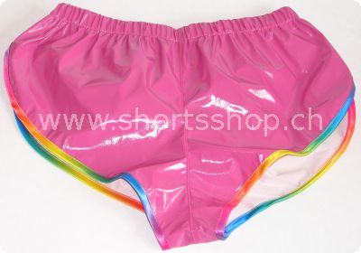 Lackshorts Andreas weinrot mit regenbogenfarbiger Einfassung