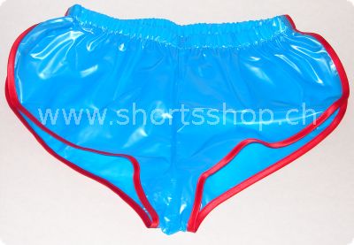 PVC-Shorts Andreas hellblau mit roter Einfassung