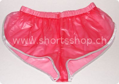 PVC-Shorts Andreas hellrot mit silberfarbiger Einfassung