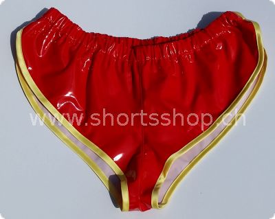 Lackshorts Chris rot mit gelber Einfassung