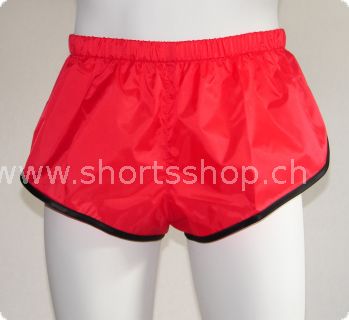 Nylon-Shorts Andreas rot mit schwarzer Einfassung