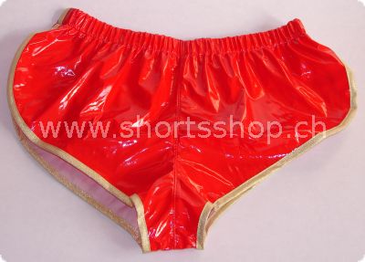 Lackshorts Andreas rot mit goldfarbiger Einfassung