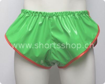 Lackshorts Chris gr&uuml;n mit roter Einfassung (speziell)