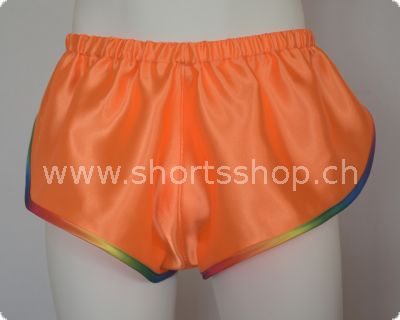 Dennys Shorts orange mit regenbogenfarbiger Einfassung (speziell)