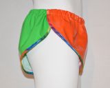 Lackshorts Chris orange/gr&uuml;n mit regenbogen Einfassung