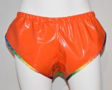 Lackshorts Chris orange/gr&uuml;n mit regenbogen Einfassung