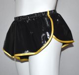 Nylon Shorts Dennys aus leichtem, hochgl&auml;nzendem schwarzem Gewebe