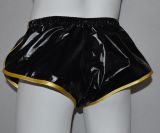 Nylon Shorts Dennys aus leichtem, hochgl&auml;nzendem schwarzem Gewebe