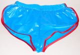 PVC-Shorts Andreas hellblau mit roter Einfassung PVC-Shorts Andreas hellblau mit roter Einfassung