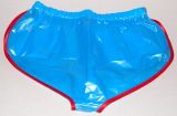 PVC-Shorts Andreas hellblau mit roter Einfassung PVC-Shorts Andreas hellblau mit roter Einfassung