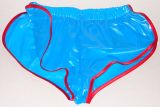 PVC-Shorts Andreas hellblau mit roter Einfassung PVC-Shorts Andreas hellblau mit roter Einfassung