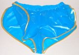 PVC-Shorts Andreas hellblau mit goldfarbiger Einfassung PVC-Shorts Andreas hellblau mit goldfarbiger Einfassung