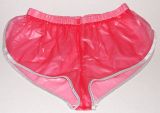 PVC-Shorts Andreas hellrot mit silberfarbiger Einfassung