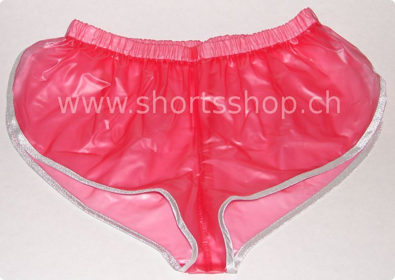 PVC-Shorts Andreas hellrot mit silberfarbiger Einfassung