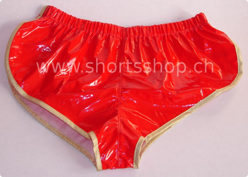 Lackshorts Andreas rot mit goldfarbiger Einfassung