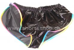 Lackshorts Andreas schwarz mit regenbogenfarbiger Einfassung