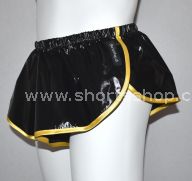 Nylon Shorts Dennys aus leichtem, hochgl&auml;nzendem schwarzem Gewebe