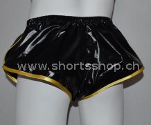 Nylon Shorts Dennys aus leichtem, hochgl&auml;nzendem schwarzem Gewebe