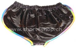 Lackshorts Andreas schwarz mit regenbogenfarbiger Einfassung