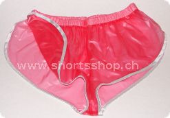 PVC-Shorts Andreas hellrot mit silberfarbiger Einfassung