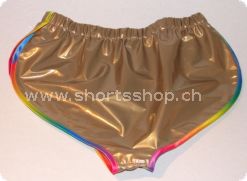 Lackshorts Andreas bronze mit regenbogenfarbiger Einfassung