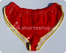 Lackshorts Chris rot mit gelber Einfassung