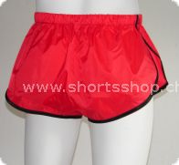 Nylon-Shorts Andreas rot mit schwarzer Einfassung
