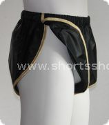 Andreas Ripstop-Shorts schwarz mit goldfarbenen Einfassung
