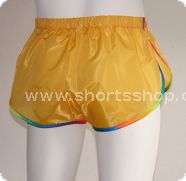 Andreas Ripstop-Shorts gelb mit regenbogenfarbenen Einfassung